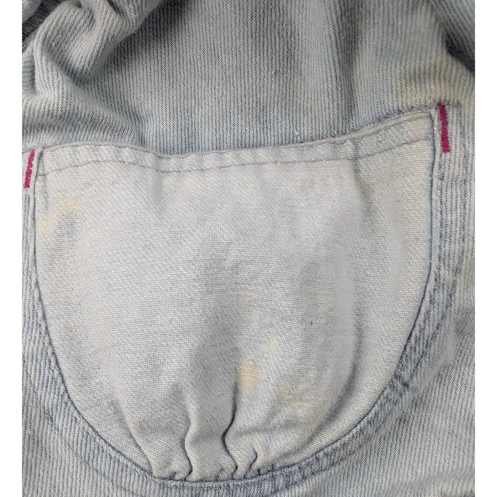 Vintage Kids Overalls Girl 4T Denim Ruffle Y2K Blue Frilly Light Wash Jeans Pink